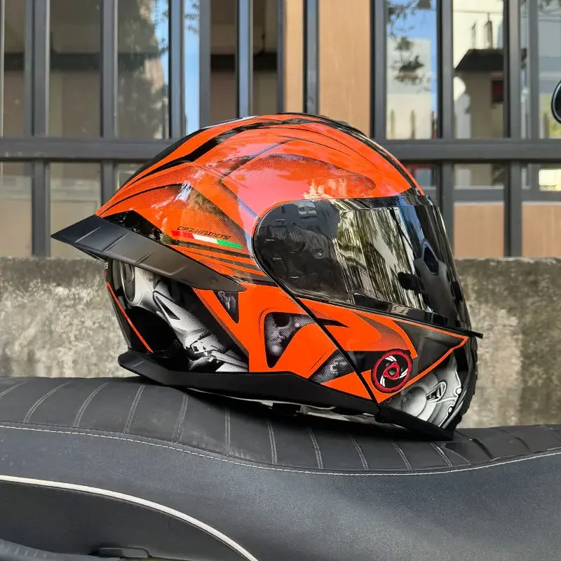 thumbnail image 1 of Casco de motocicleta abatible hacia arriba con doble espejo trasero grande, para las cuatro estaciones, de cara completa, para carreras de motos, motocross, lentes de visión nocturna, 1 of 5