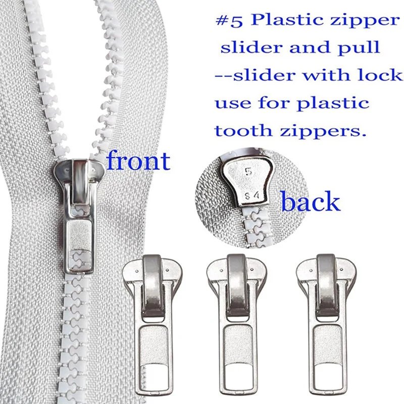 지퍼 수리 키트 5 슬라이더, 금속 지퍼 고정 상자, 지퍼 풀러, 잠금 장치, 쉬운 설치