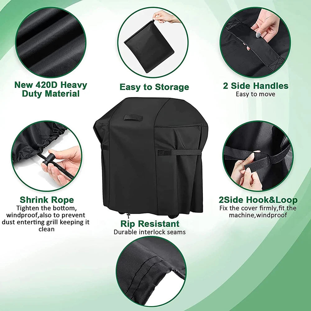 420D Oxford Cloth Round BBQ Cover Dust Waterproof Weber Grill Cover Rain Protector Outdoor Garden Barbecue Tool Garden Accessory