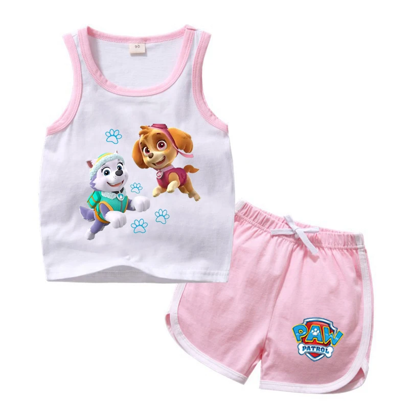 thumbnail image 1 of Conjunto de ropa para niños, camiseta de Pikachu para niño y niña, pantalones cortos, conjuntos de 2 uds., conjuntos de algodón para niñas pequeñas, ropa deportiva de la Patrulla Canina para niños, 1 of 5