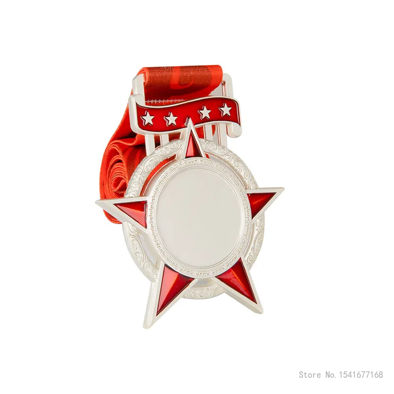Customized Five Pointed Star Metal Medal, Gold Silver Copper, Creative Home Decor Award Commemorative Hang your neck plaque, 1Pc