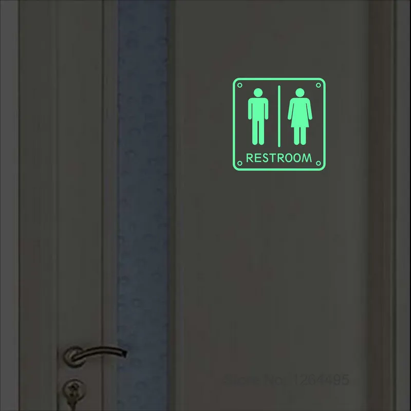 Glow-in-the-Dark-Restroom-Sign-Sticker-Toilet-Door-Entrance-Indication ...