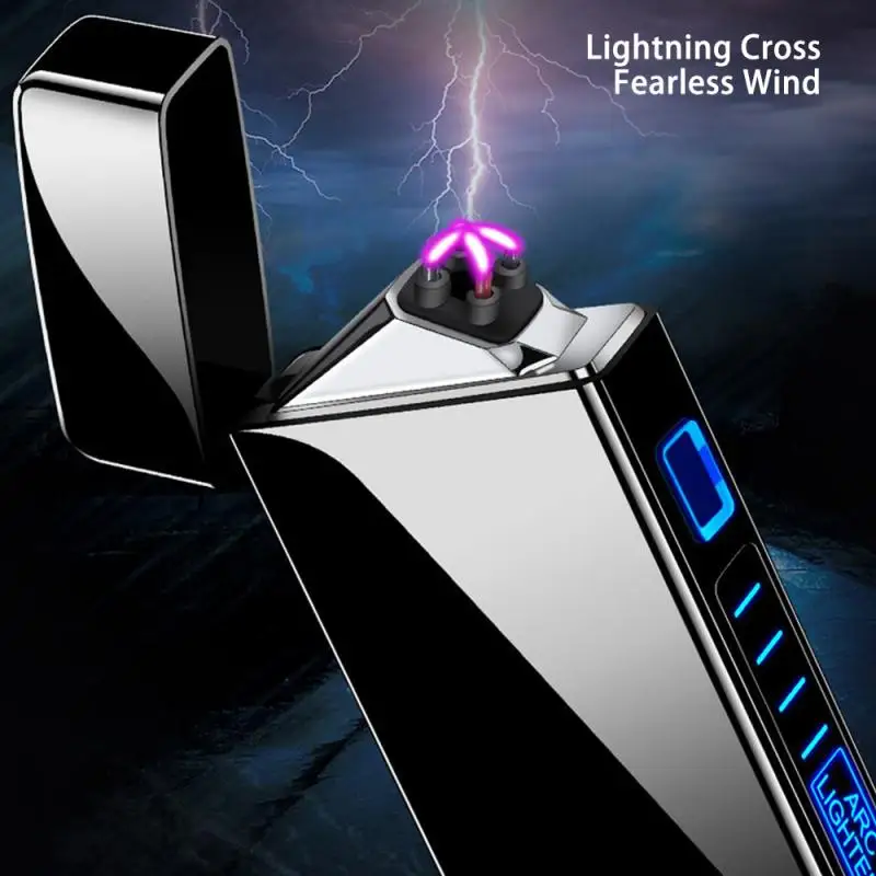 Dual Arc Plasma Lighter Stylish Windproof Lighter USB Rechargeable Electric Cigarette Smoking No Gas
