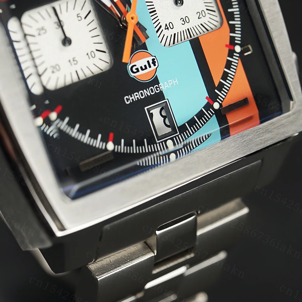 2022 Fashion New Square Color Bar 37mm Men's Leisure Sports Sapphire Mirror Stainless Steel Material Waterproof Quartz Watch