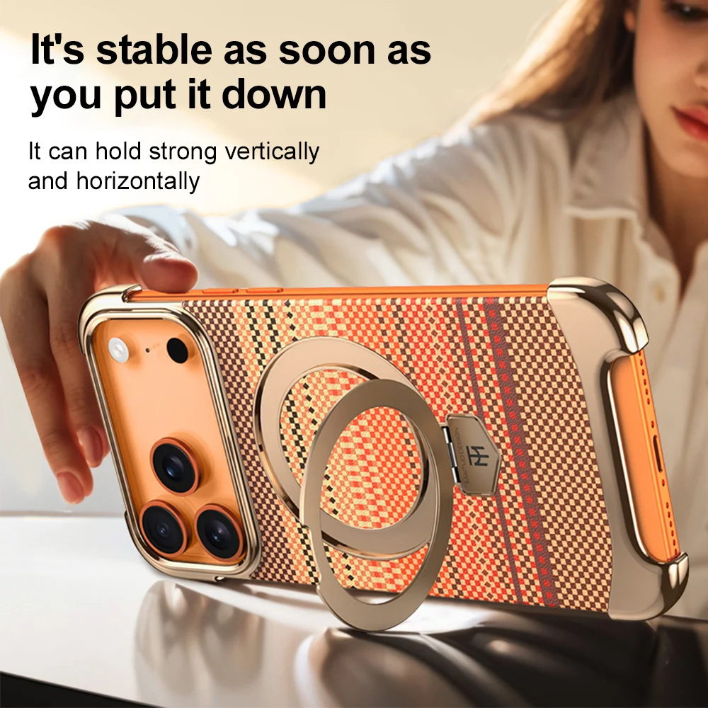 Luxury Shockproof Wireless Charging Stand Phone Case with Corner Protection