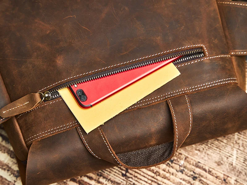 Nupugoo Herren Echt leder Umhängetasche Retro Umhängetasche Umhängetasche tägliche Pendler tasche Rindsleder große Kapazität Tasche – Detail 14