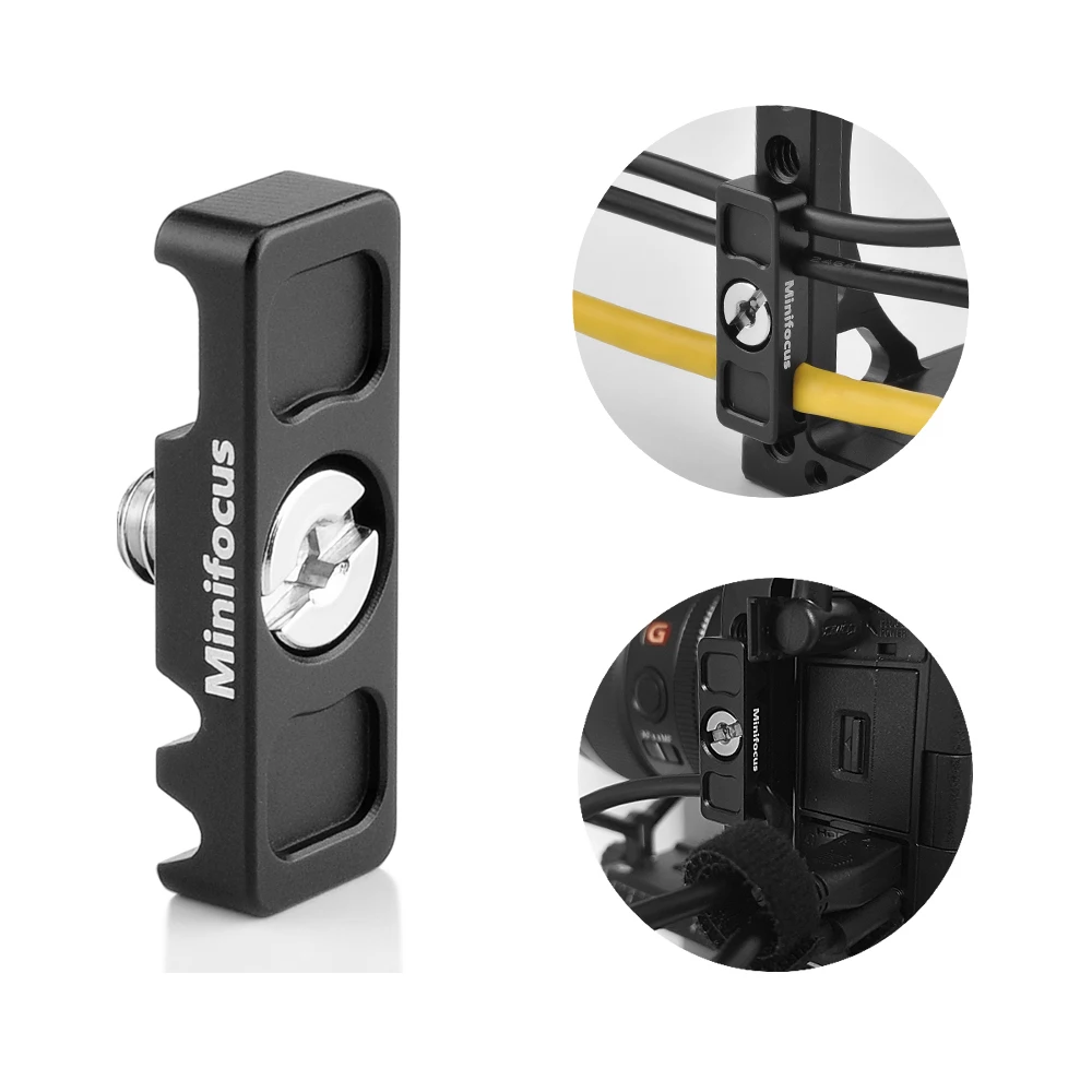 Aluminium Camera Tether Cable Clamp Block Lock Protection Clip Fixator 6 Wire Slots with 1/4 Screw for DSLR Monitor Cage L Plate