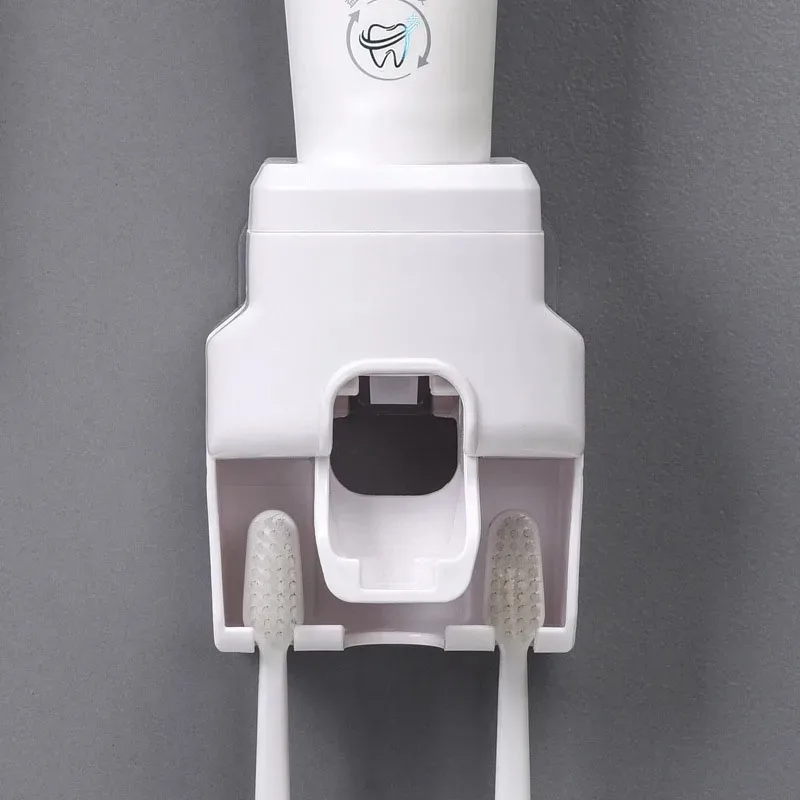 Wall Mounted Toothbrush Holder Toothpaste Squeezer Multifunction Automatic Toothpaste Dispenser Bathroom Toothbrush Stand Rack toothbrush holder toothpaste dispenser bathroom storage rack