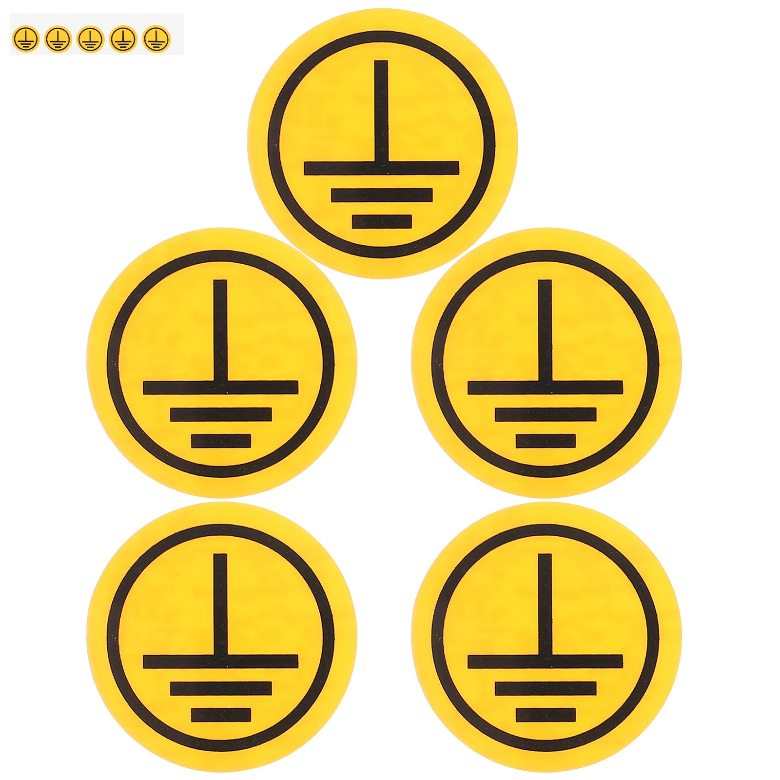 Warning Stickers Safety Signs Electric Panel Labels Ground Symbol Stickers Protective Earth Connection Roadway Safety 5Pcs
