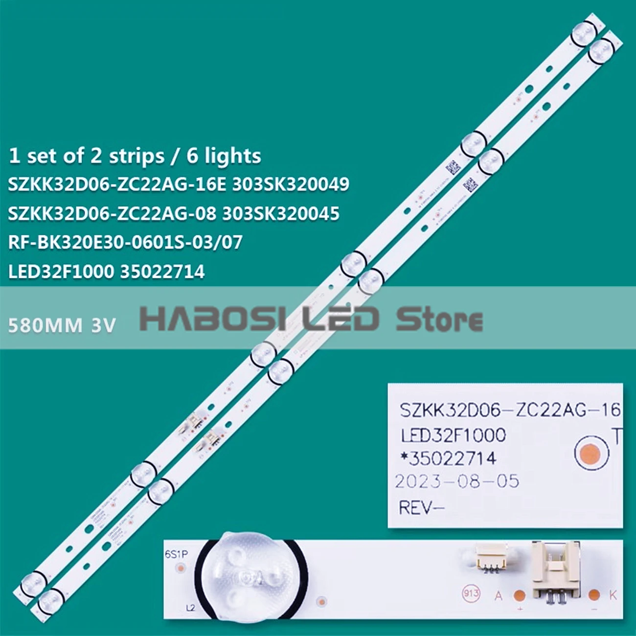 새로운 2개/키트 LED SZKK32D06 ZC22AG 08 08E 16 16E 05 303SK320045 303SK320045E RF BK320E30 0601S 03 07 LED32F1000 32 TV K3