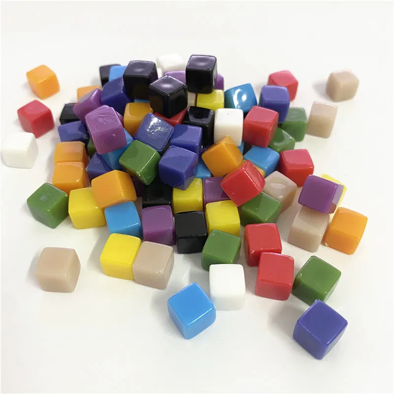 100pcs 8mm Transparent Dice Square Cute Acrylic Cube Block Corner Table Game 