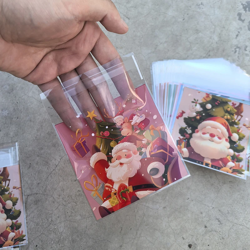 100 Stücke Cartoon Weihnachten Süßigkeiten Cookie Taschen Selbstklebende Geschenkverpackung Opp Taschen 2026 Neujahr Party Dekoration Lieferungen – Detail 2