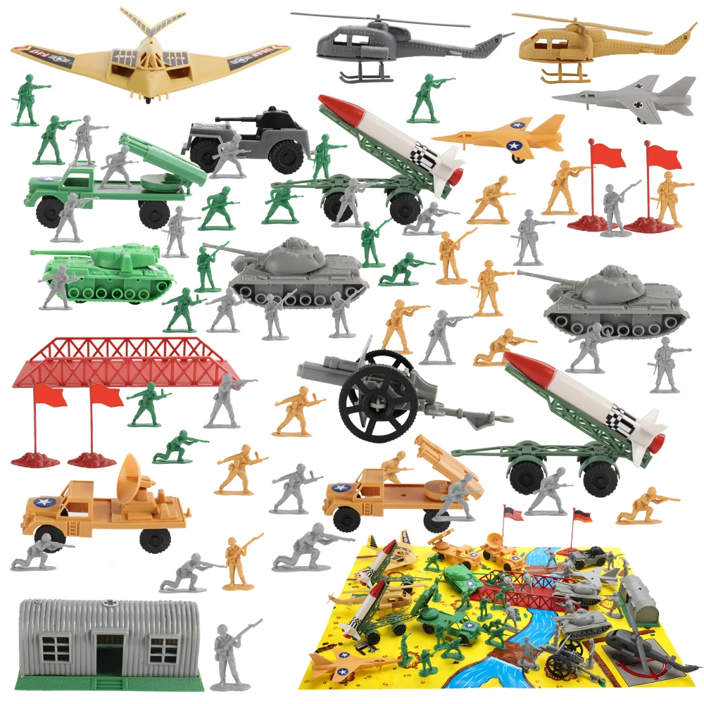 ViiKONDO Army Men Toy Soldier Military Playset Epic WWII US German Battle Cowboy Indian Action Figure Model Civil War Boy\'s Gift