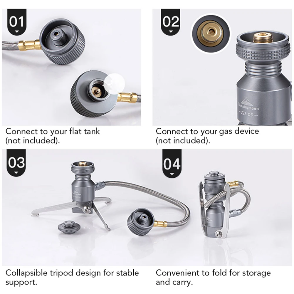 

Brand New CAMPINGMOON Tripod Butane Canister Adapter Gas Canister Collapsible Connector Stoves Connector Adapter Gas