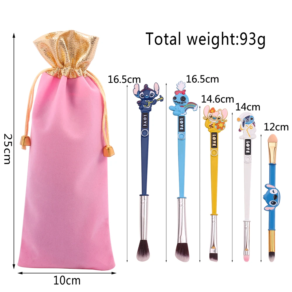 Description Picture 2 of item5pcs/set Iconic Brand Cartoon Anime Stitch Modeling Makeup Brush Tool Set Gift Lilo & Stitch Eyeshadow Makeup Brush