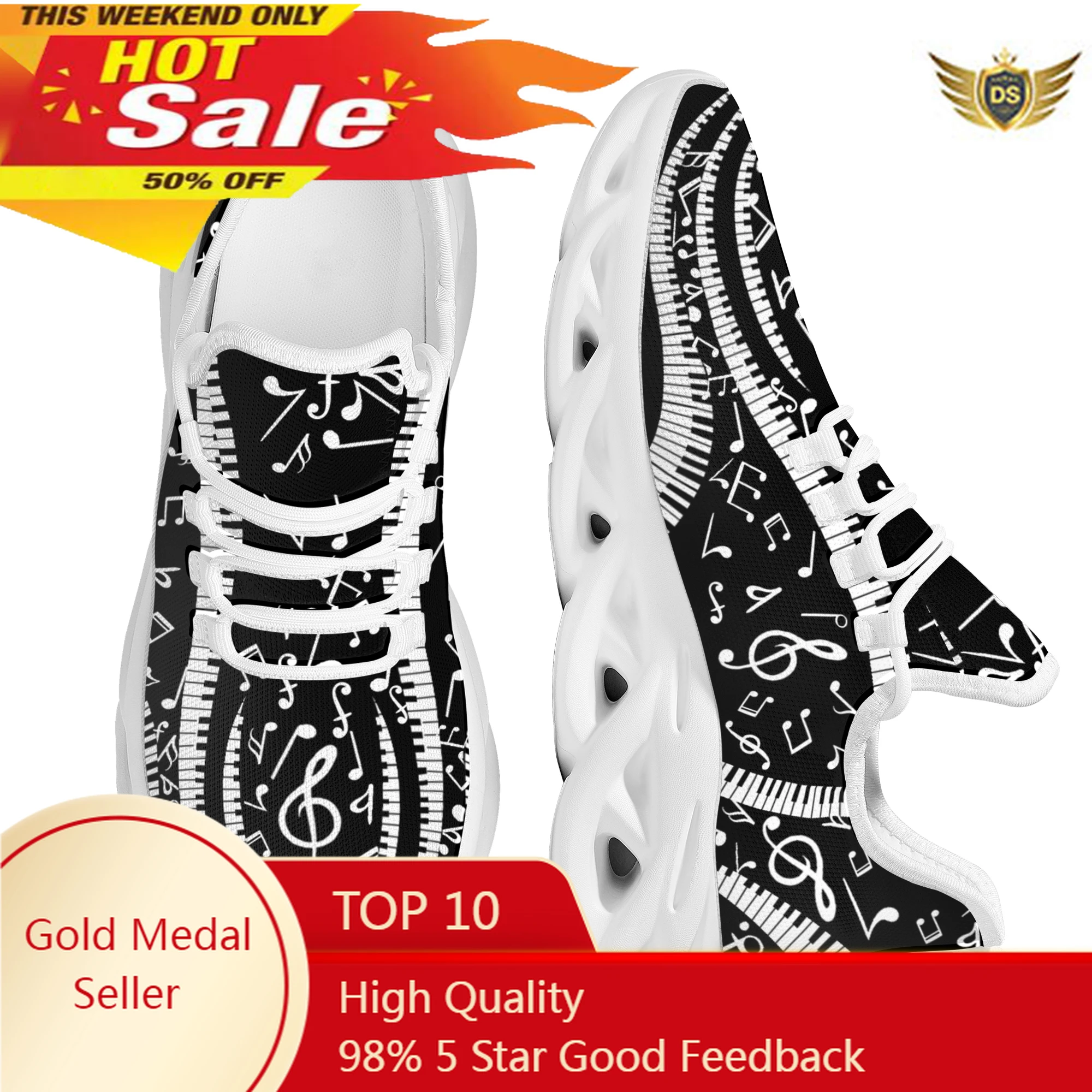 

Novelty Musical Notes Keyboard Kinnted Anti Skid Shoes Absorbing Light Lace Up Shoes Tennis Shoes Platform Shoes