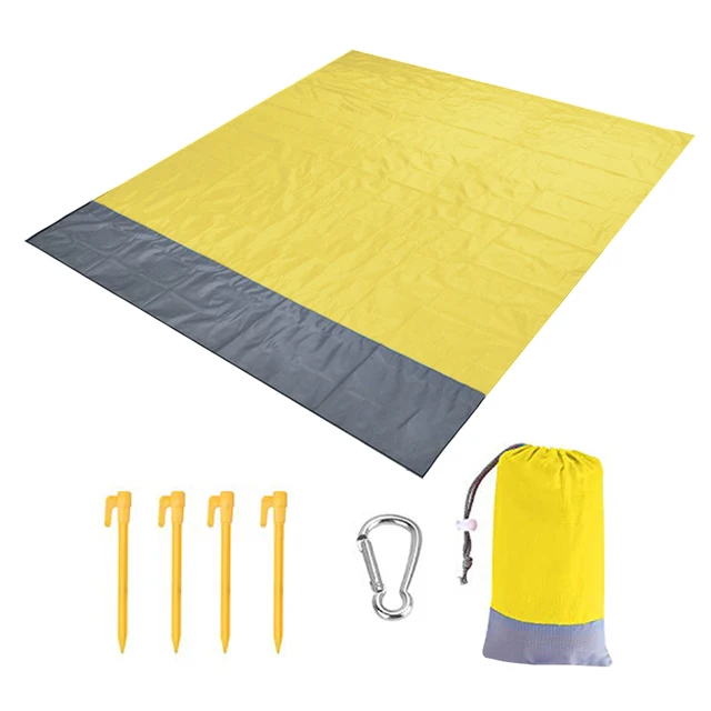 Coperta Da Spiaggia Impermeabile Sabbia Zero 200x200 Cm - Leggera Con Picchetti E Tasche Angolari
