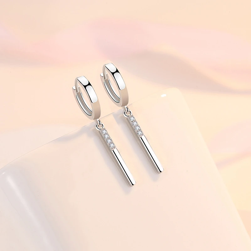 Fashion 925 Sterling Silver earrings For Women Simple Creative Small Stick Ear Buckle Jewelry Lady Anniversary Accessories Gifts