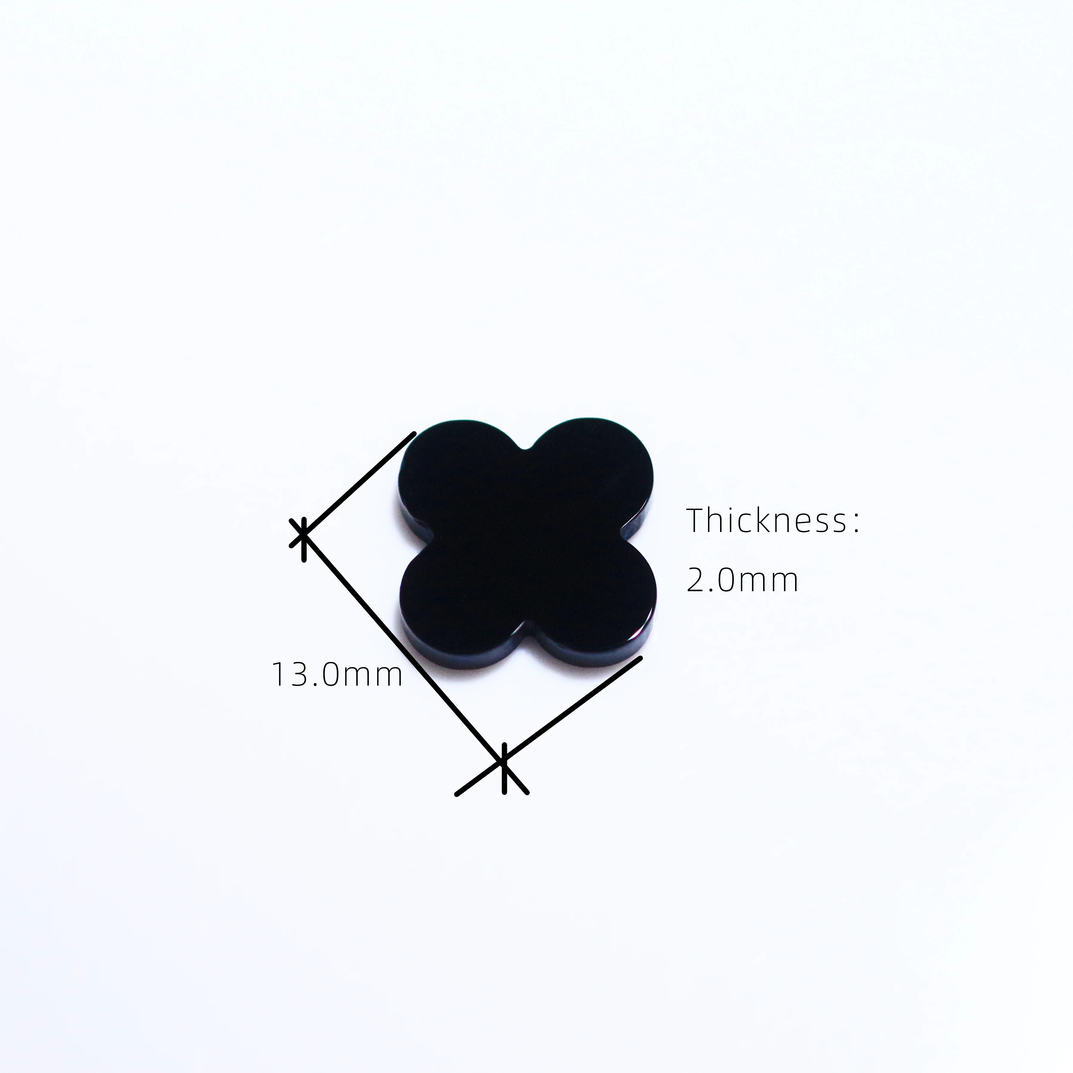 HanYu 20PCS/Bag Natural Black Onyx Gemstones Four Leaf Clover Agate Loose Gems