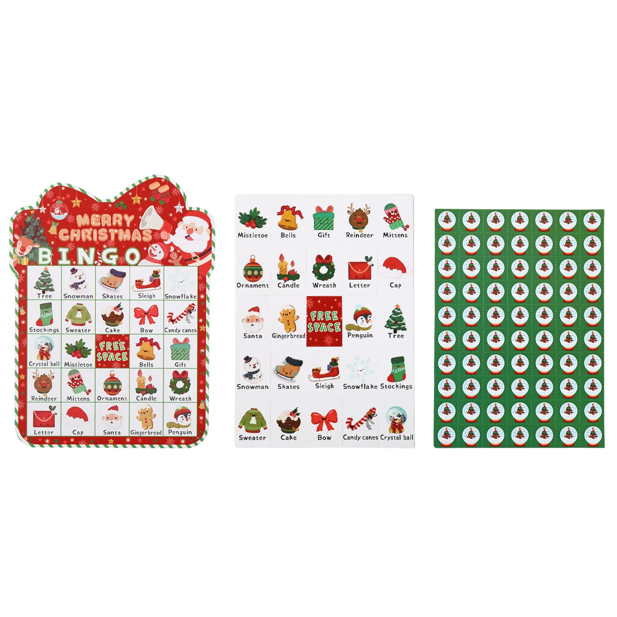 Christmas Cartoon Bingo Game Cards