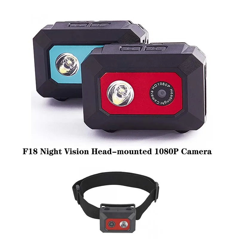 Hd 1080P F18 Sport Camera Outdoor Night View Camcorder Sos Action Cam Montate Sulla Testa Casco Registrazione Video Dvr Cam Rosso Blu