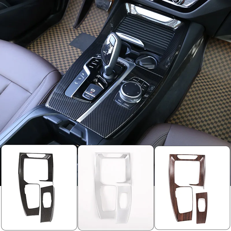 

For BMW X3 G01 X4 G02 2018-2022 ABS Carbon Fiber/Silver Center Console Gear Shift Panel Cover Trim Accessories