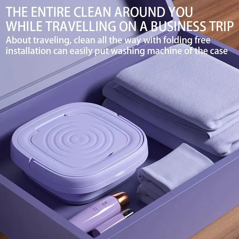 غسالة صغيرة محمولة قابلة للطي سعة 8 لتر مع مجفف دو...