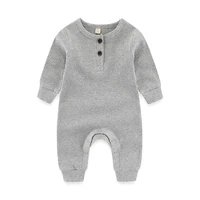 Kiddiezoom Fashion Autumn Winter Unisex Solid Long Sleeve Baby Boy Girl Rompers Cotton Soft Infants Clothing 4