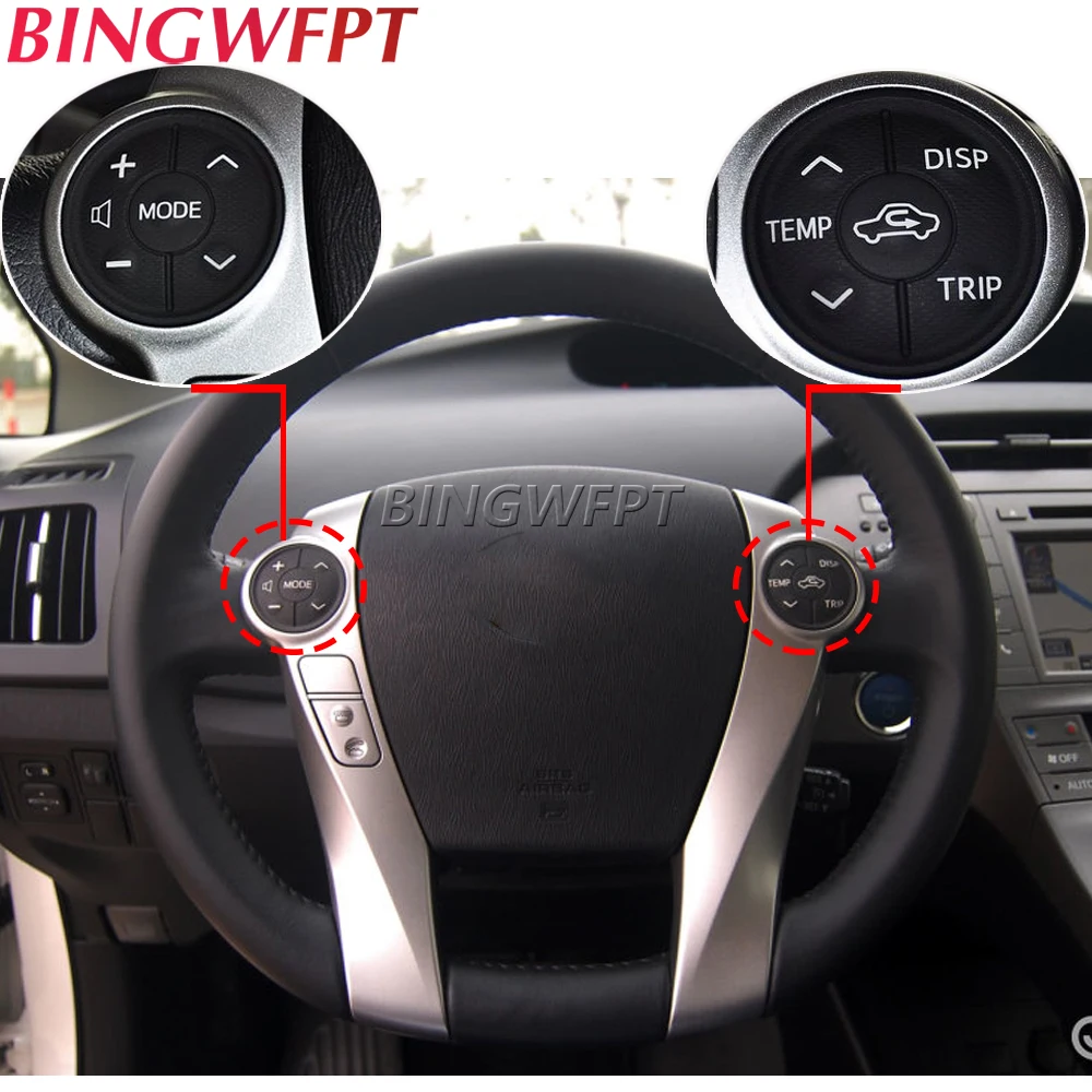 2PCS For Toyota Prius Prius C 2011-2015 Aqua 2012-2014 Button Multifunction Stee
