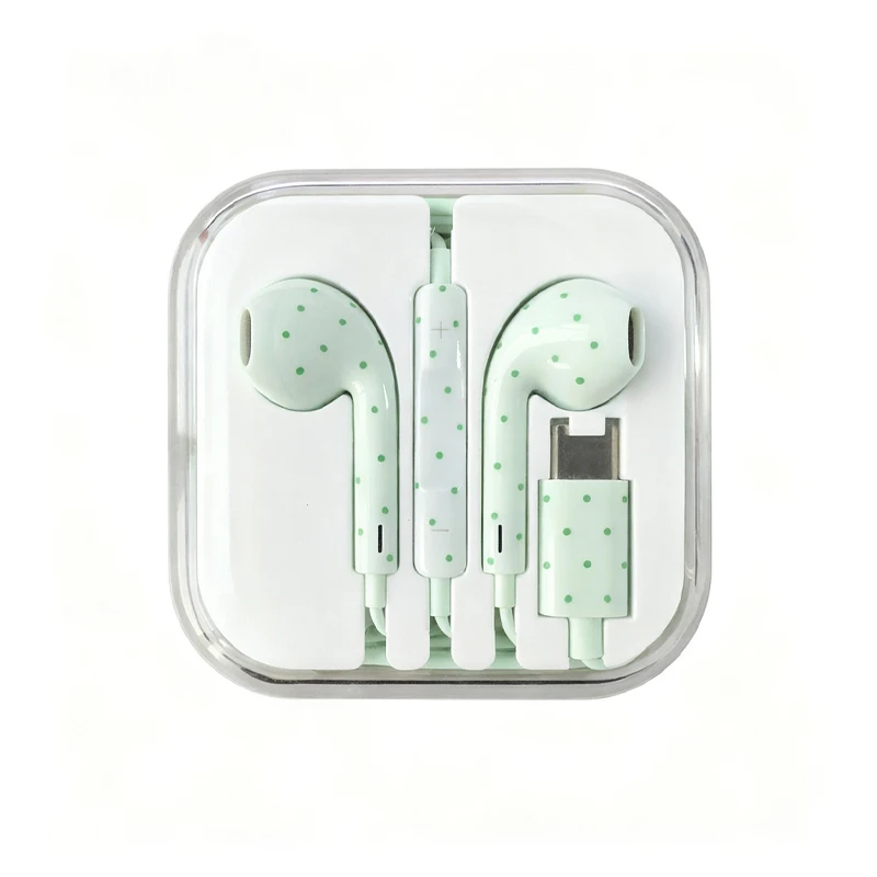 Chic Polka Dot Type-C In-Ear Wired Earphones with Microphone - Stereo Sound Gaming & Music Earbuds