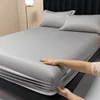 WASART 100s Sateen long-staple cotton fitted sheet elastic mattress cover couple bed linen king size luxury double bed bedding 1