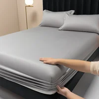 WASART 100s Sateen long-staple cotton fitted sheet elastic mattress cover couple bed linen king size luxury double bed bedding 1