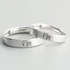 1Pair Kitten Couple Rings Cute Sliver Open Ring For Women Men Adjustable Finger Rings Romantic Lovers Anniversary Jewelry Gift 1