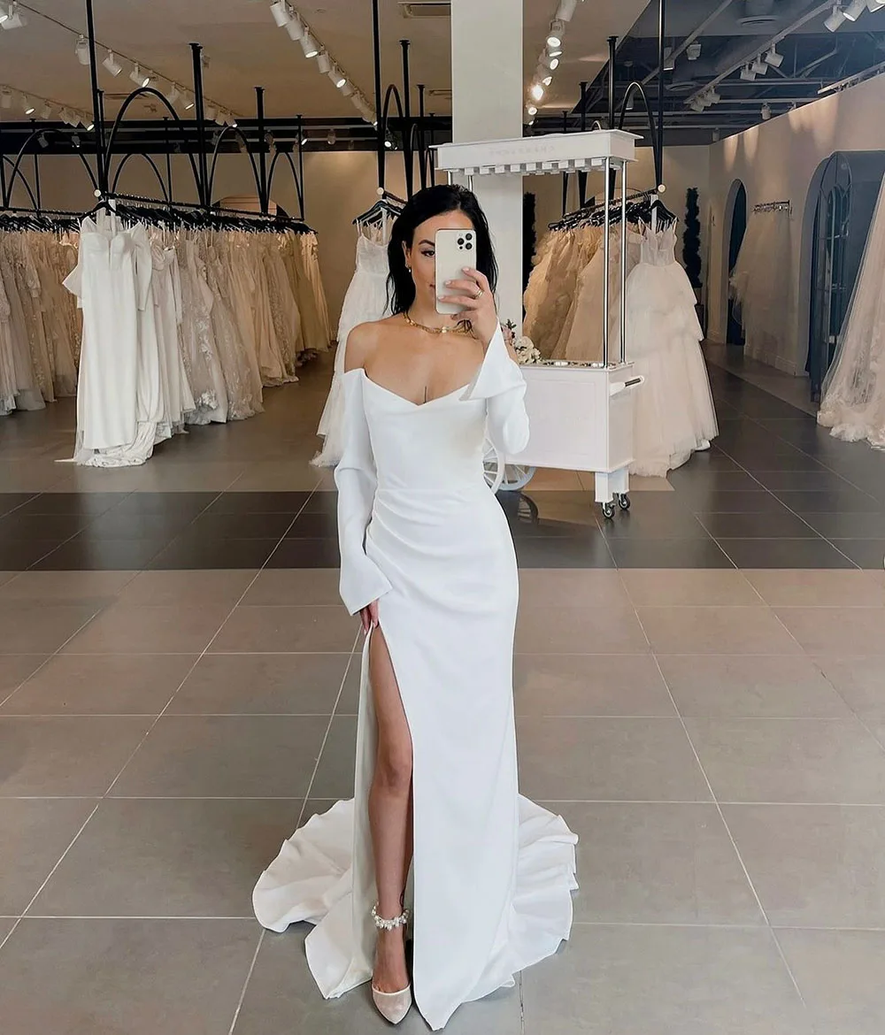 Mermaid Wedding Dresses Different Shoulder Strap Brides Dress Customized Women Simple Bridal Gown 2025 Rode De Morrie 4
