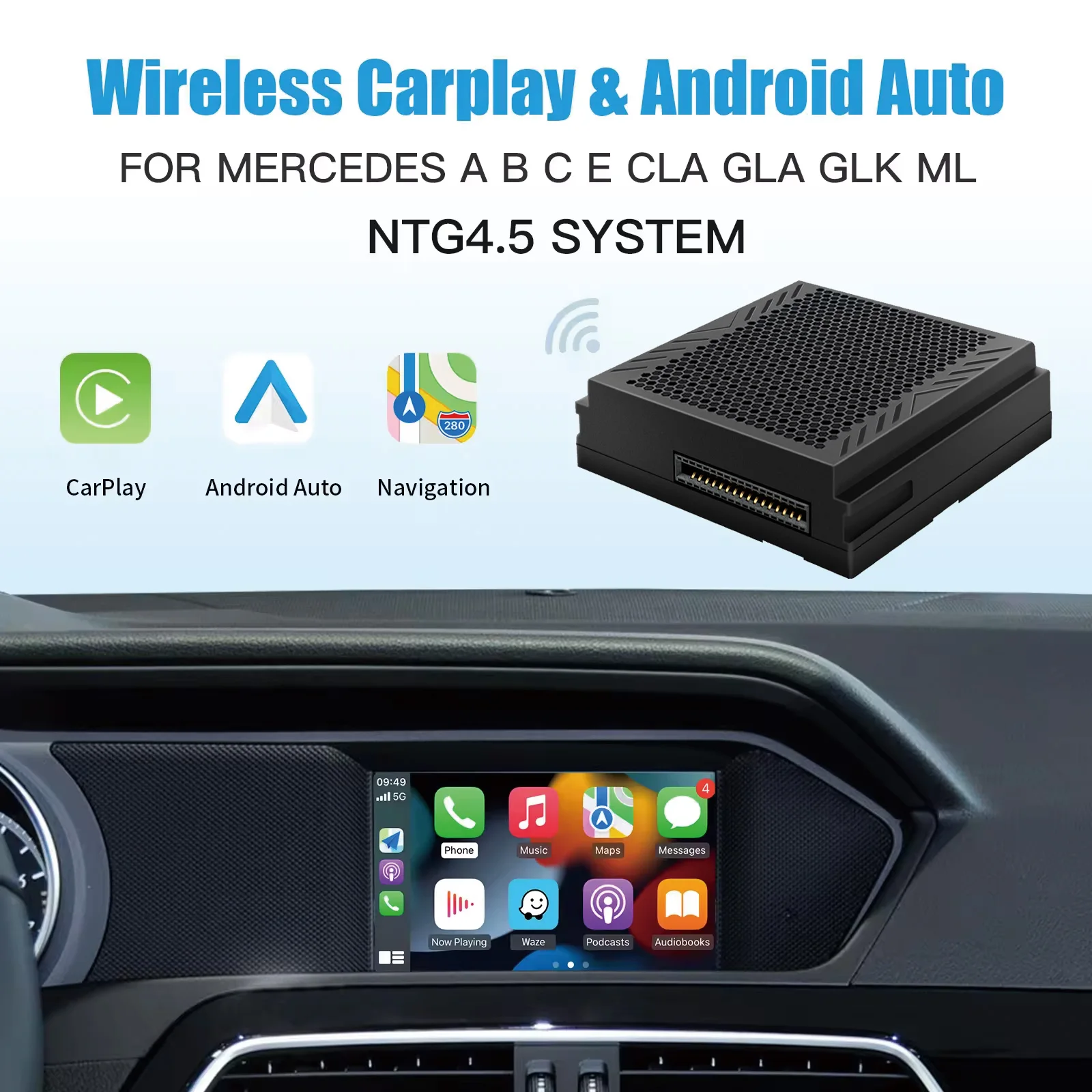 New upgrade Wireless Carplay Suitable For Mercedes Benz A B C E GLA GLK ML Sprinter NTG4.5 Becker Module Android Auto navigation - 34