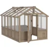 6x10FT Wood Greenhouse, Greenhouses for Outdoors with Lockable Door, Cedar Frame & Adjustable Vent, Green House 3