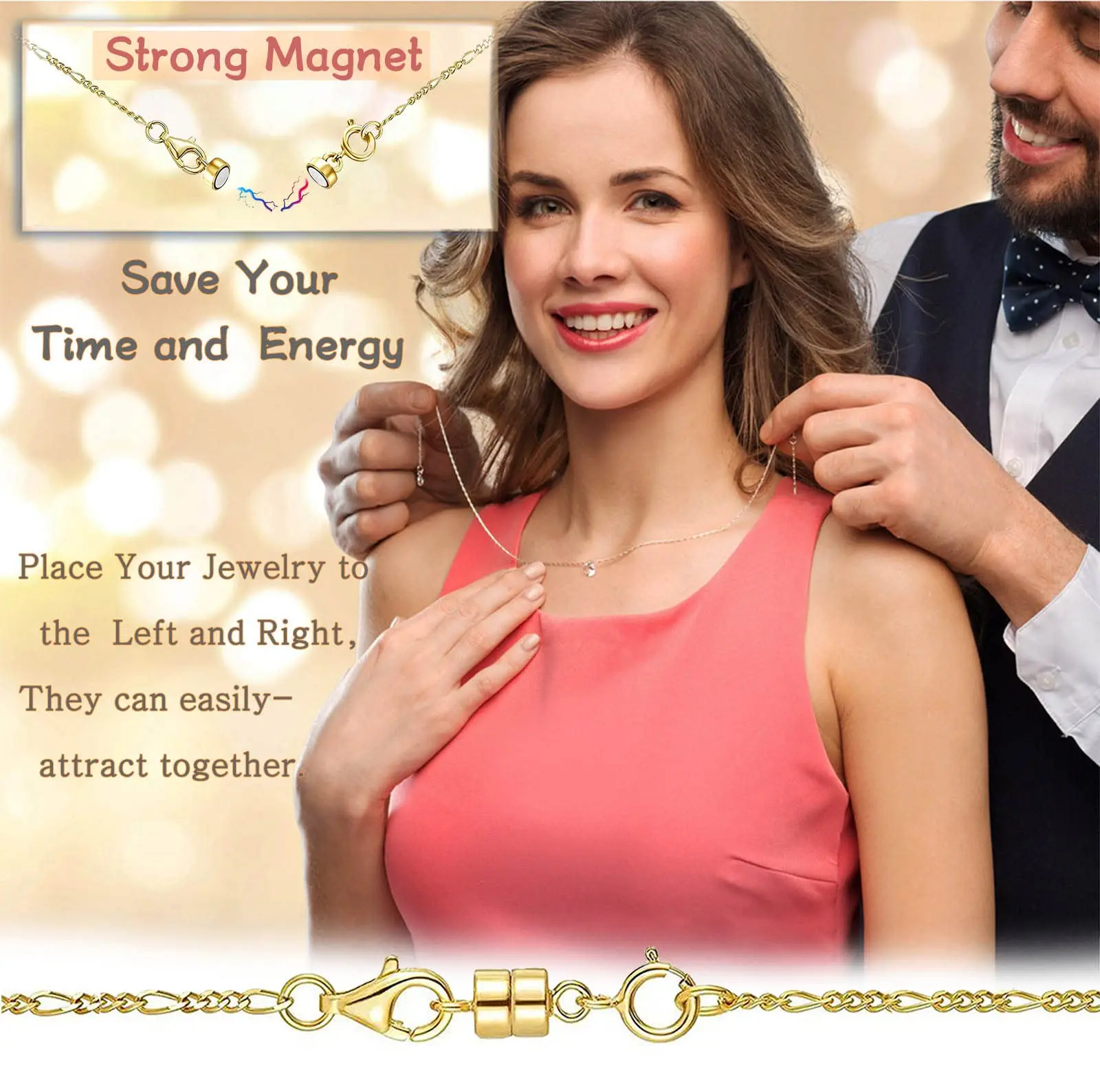 Magnetic Necklace Clasps and Closures, 2 Pcs 925 Sterling Silver Magnetic  Clasps for Necklaces Gold Plated Converter Closures Connector Clasps for