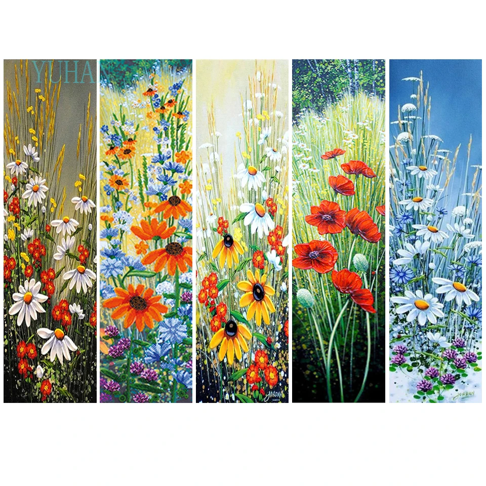 

5D Floral Daisy Poppy Diamond Embroidery Landscapes DIY Full Diamond Painting Rhinestone Cross Stitch Mosaic Needlework Art Kits