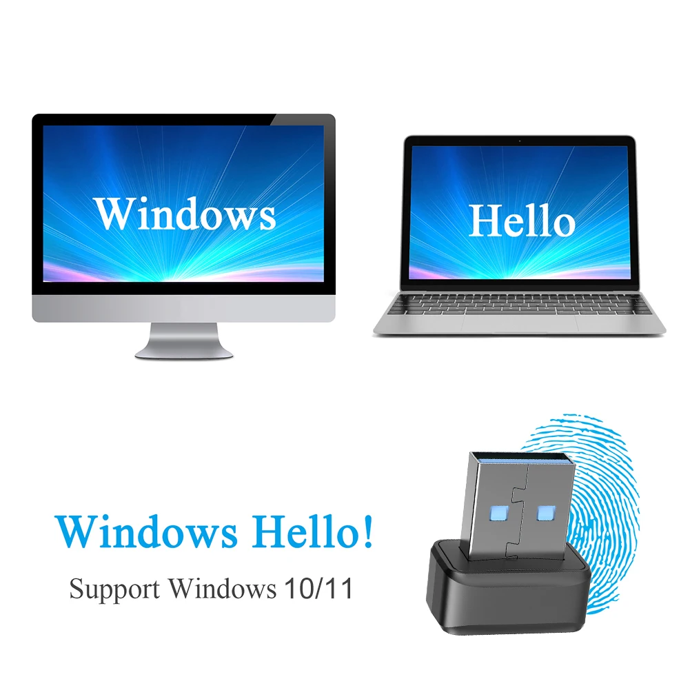 1/2pcs USB Fingerprint Reader For Windows 7/8/10/11 Hello Security Key Dongle FIDO U2F Biometric Scanner Padlock for PC Laptop, fingerprint scanner,fingerprint key,fingerprint control module