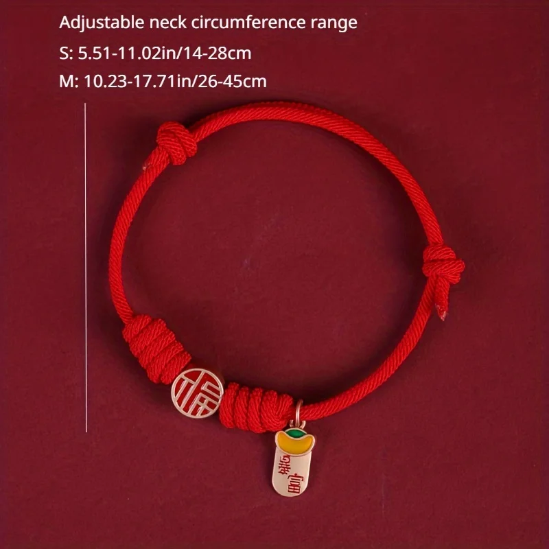 Chinese Style Pet Collar Adjustable Braided Red Rope, Suitable for Cats and Dogs Pet Collar, Neck Accessories for Cats and Dogs