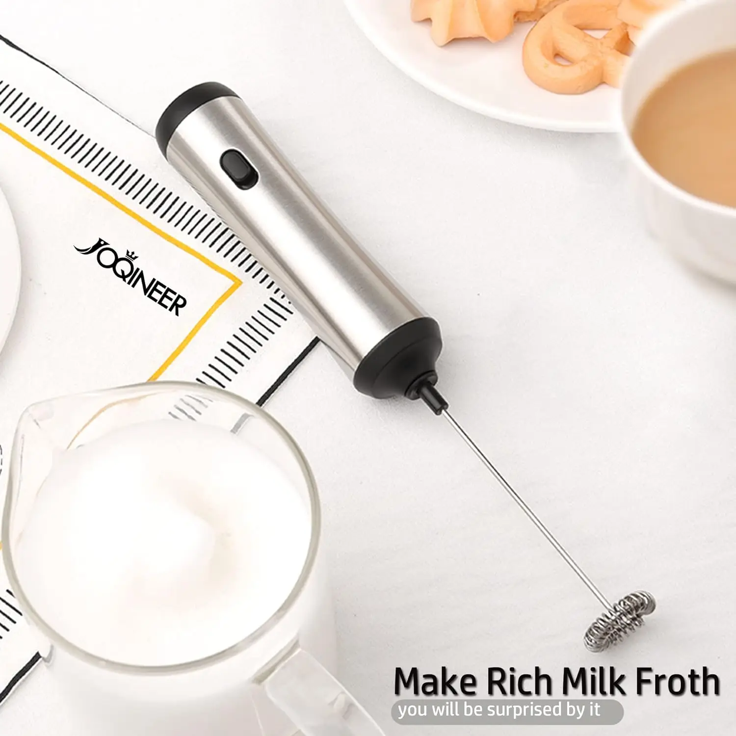 Type C Electric Milk Frother Foam Maker Rechargeable Handheld Whisk Foamer High Speeds Blender Coffee Cappuccino Frothing Wand