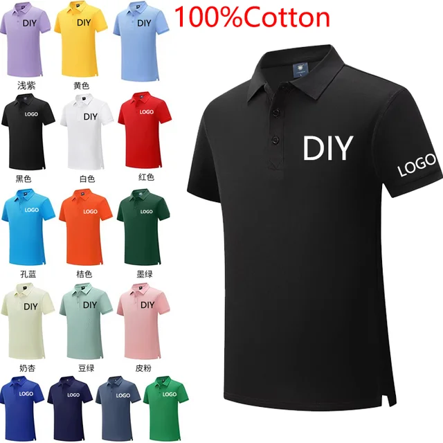 Salopette d'été 100% coton, polo, logo d'entreprise personnalisé, revers brodé, T-shirt à manches courtes imprimé 1
