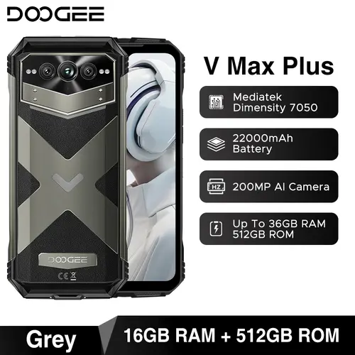DOOGEE V Max Plus Rugged Phone 6.58" Display Dimensity 7050 Telephone Portable 36GB+512GB 22000mAh 200MP Smartphone Android 14 - Image 8