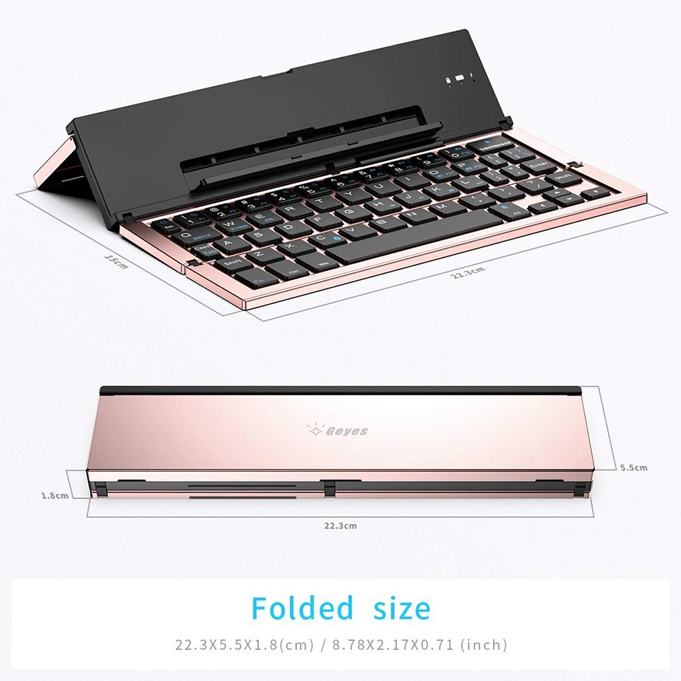 Folding Bluetooth Keyboard Portable Travel Foldable Keyboard for iPhone Xs max/iPad/iPad Mini 4, Samsung Android Tablet