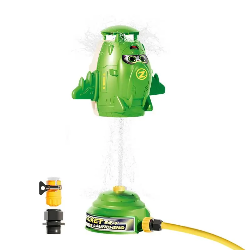 Water Sprinkler For Kids Rocket Shape 360 Rotating Cute Sprinklers For Yard Outdoor Kids Water Toys Games Backyard Lawn Park