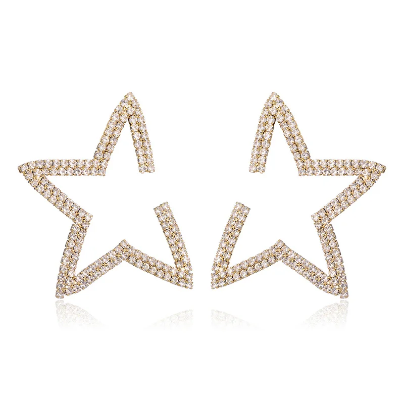 

Luxury Crystal Star Stud Earrings for Women Punk New Rhinestone Earring Fashion Jewelry pendientes mujer moda 2023
