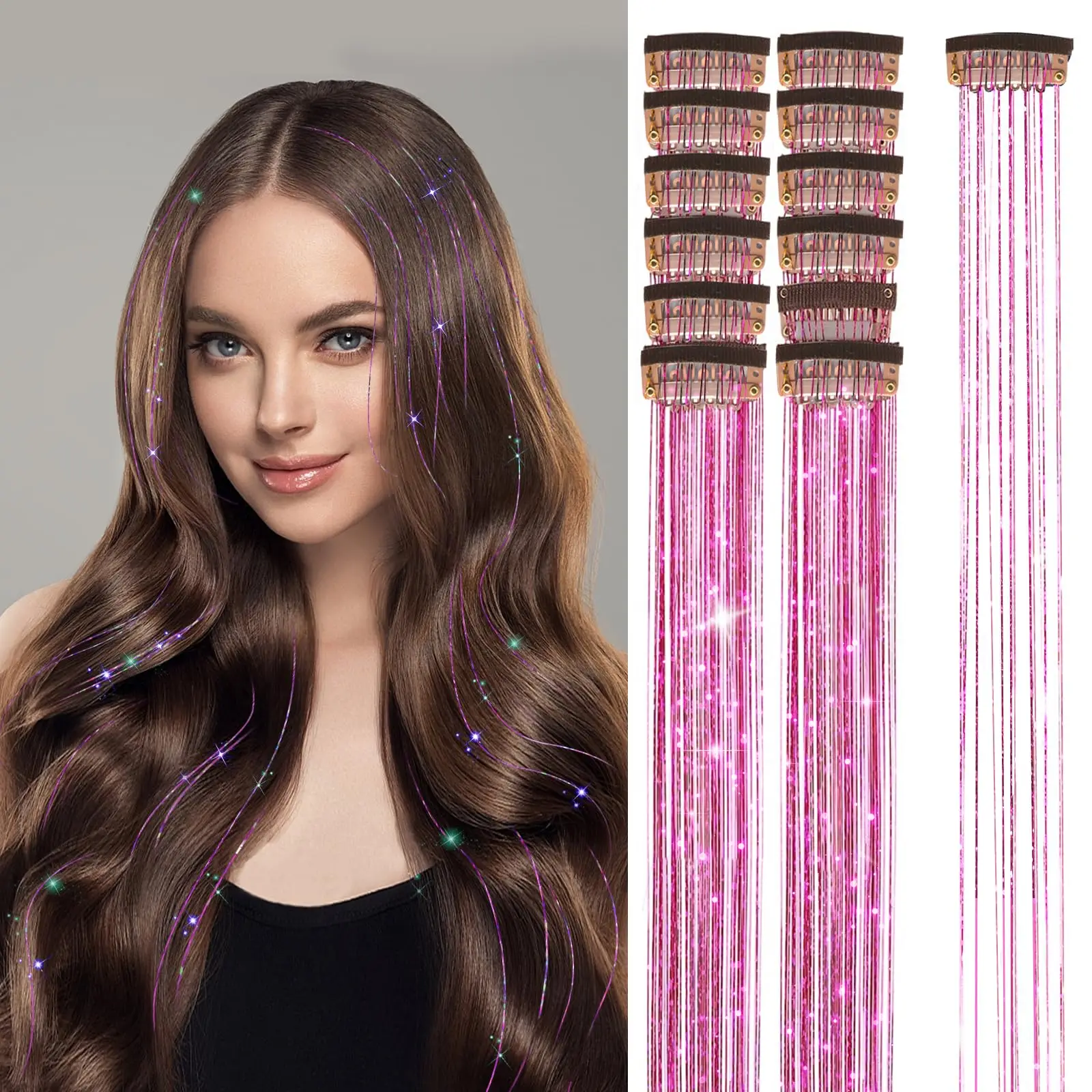 Hair Tinsel Kit (48 Inch 25 Colors 5000 Strands), Glitter Tinsel Hair  Extensions with Tinsel Beads, Heat Resistant Fairy Hair Tinsel Kit with  Hair