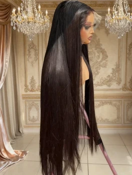 40 42 Inch Vietnamese Raw Virgin 13x4 13x6 HD Transparent Lace Bone Straight Wig Silky Long Straight Glueless Full Lace Front Human Hair Wigs For Black Women 300 Density Smooth Straight Pre Plucked Natural Hairline BVYWELL 1