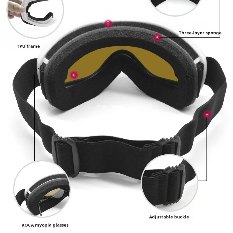 Large spherical Ski Goggles for outdoor men's and women's sports anti fog windproof and anti snow