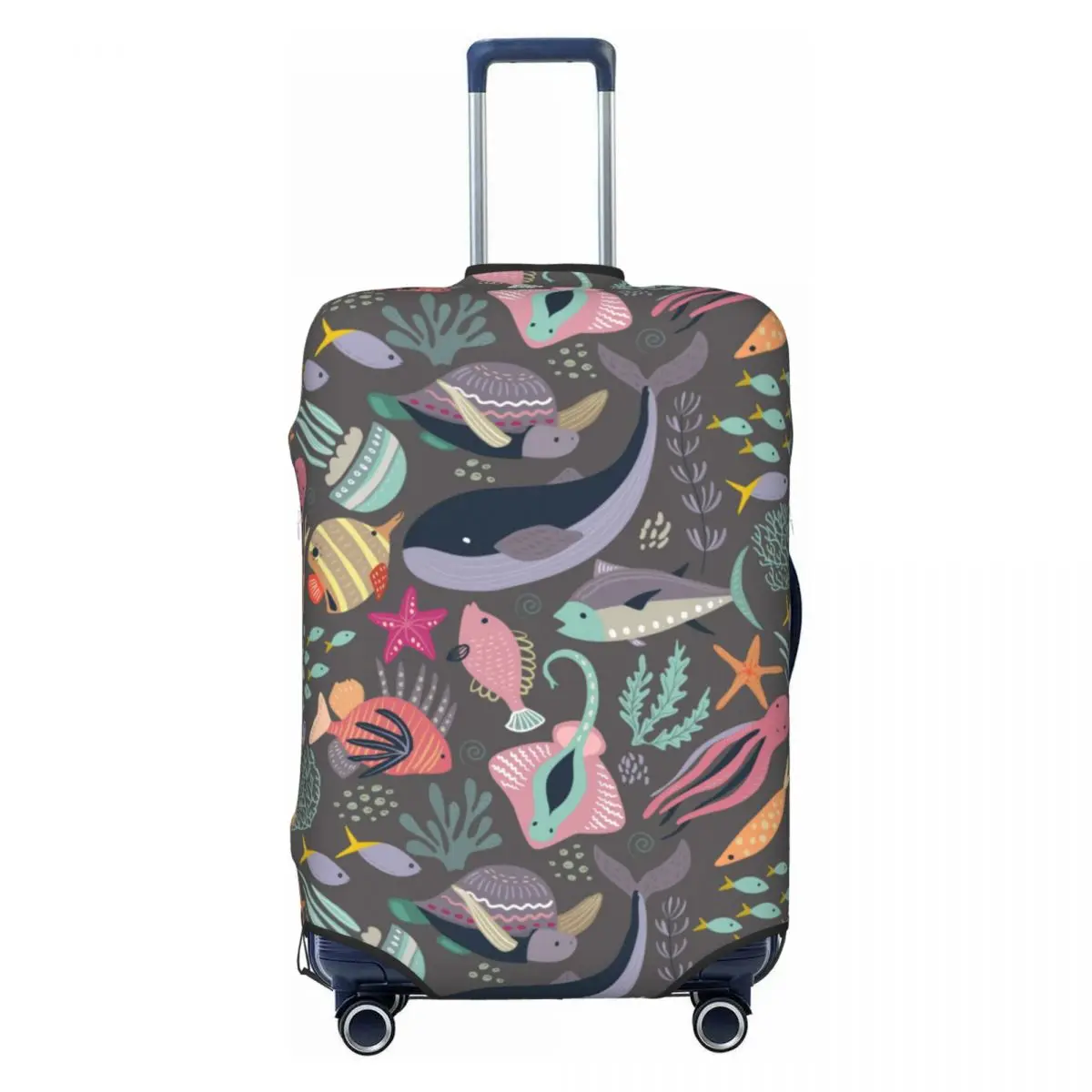Marine Life Suitcase Cover Fish Turtle Star Pattern Vacation Cruise Trip Practical Luggage Accesories Protector 2